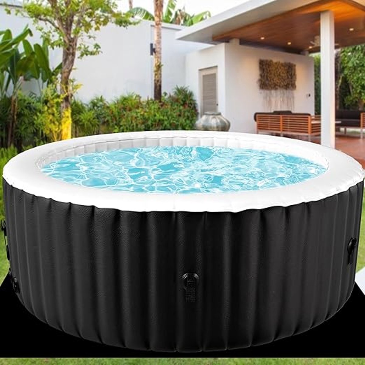 Opblaasbare Jacuzzi Hot Tub voor 2-4 Personen 180 x 180 x 63,5 cm – Elektrische SPA met Luchtjets, Verwarmingspomp, Drielaags PVC, Thermische Deksel en Circulerend Filtersysteem – Pauwhome