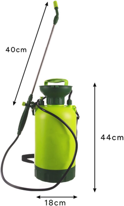 Tuin Drukspuit 5L met Lange Lans en 150cm Slang - Handdruk Vernevelaar met Draagriem - drukspuit - Groen - 55776 van Merkloos	 — afbeelding 3