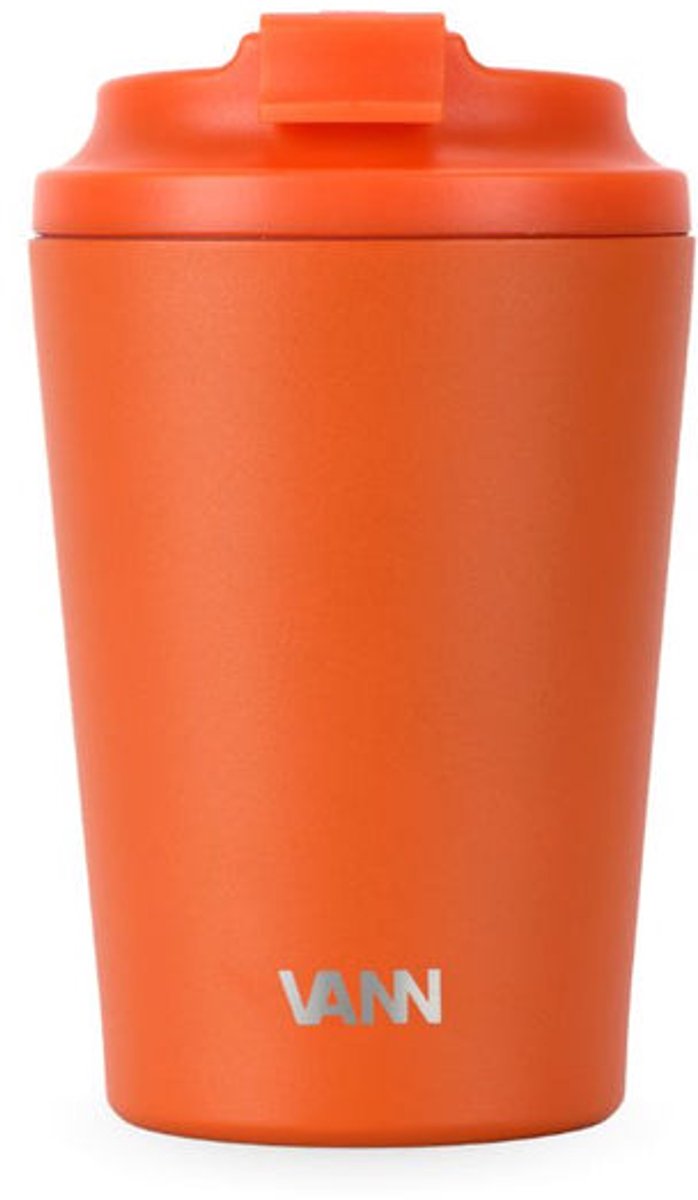 VANN® RVS Koffiebeker to go 350ml - Thermos travel mug - Koffiebeker isolerend met deksel voor onderweg en in de auto - Oranje