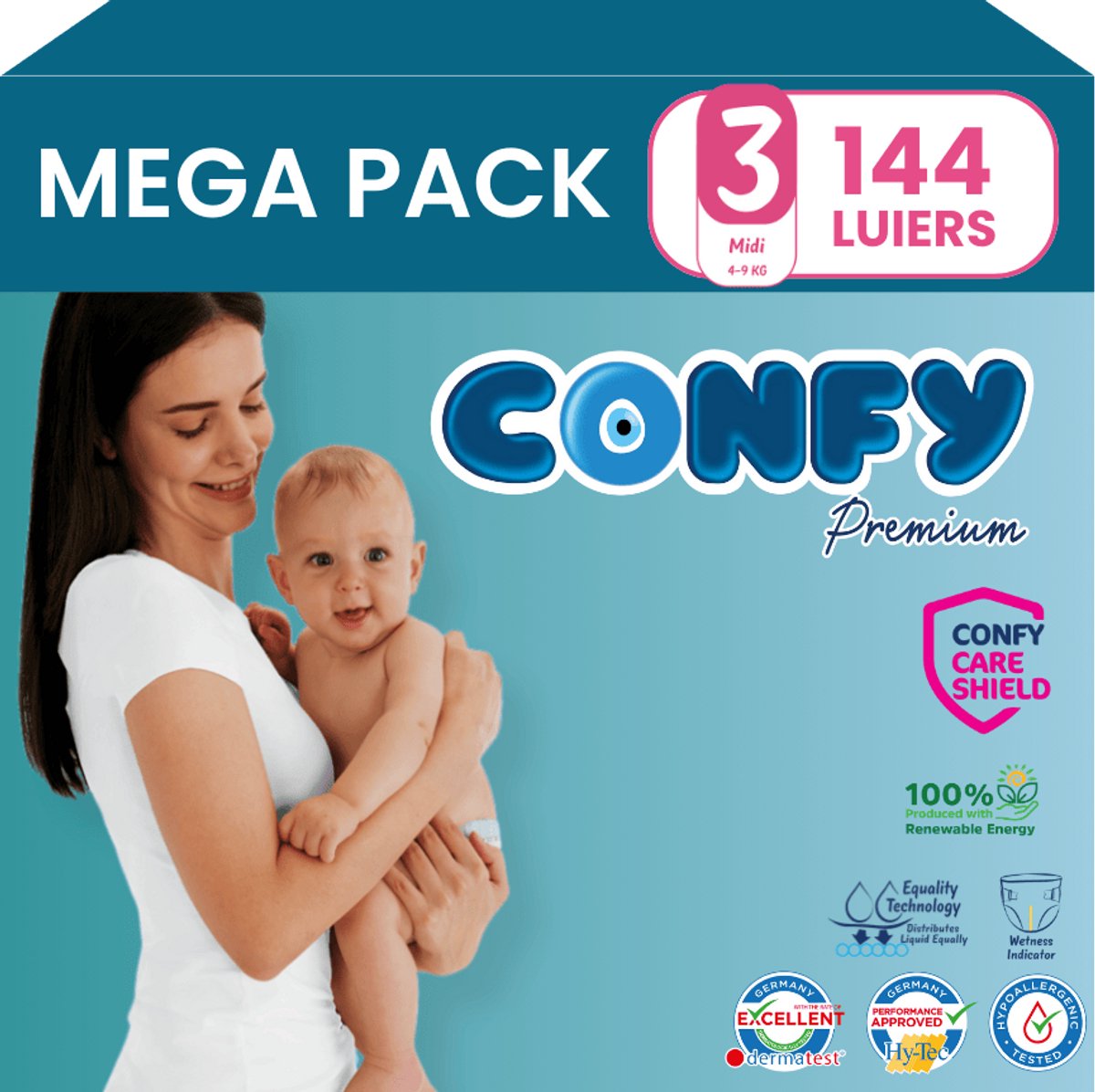 Confy Premium luiers maat 3 | 144 stuks