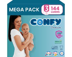 Confy Premium - Luiers Maat 3 (4-9kg) - 144 Luiers - Mega Pack