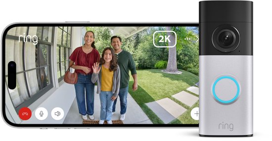 Ring Wired Video Doorbell Plus - Satijn Nickel - Vaste aansluiting - Retinal 2K van Merkloos — afbeelding 2