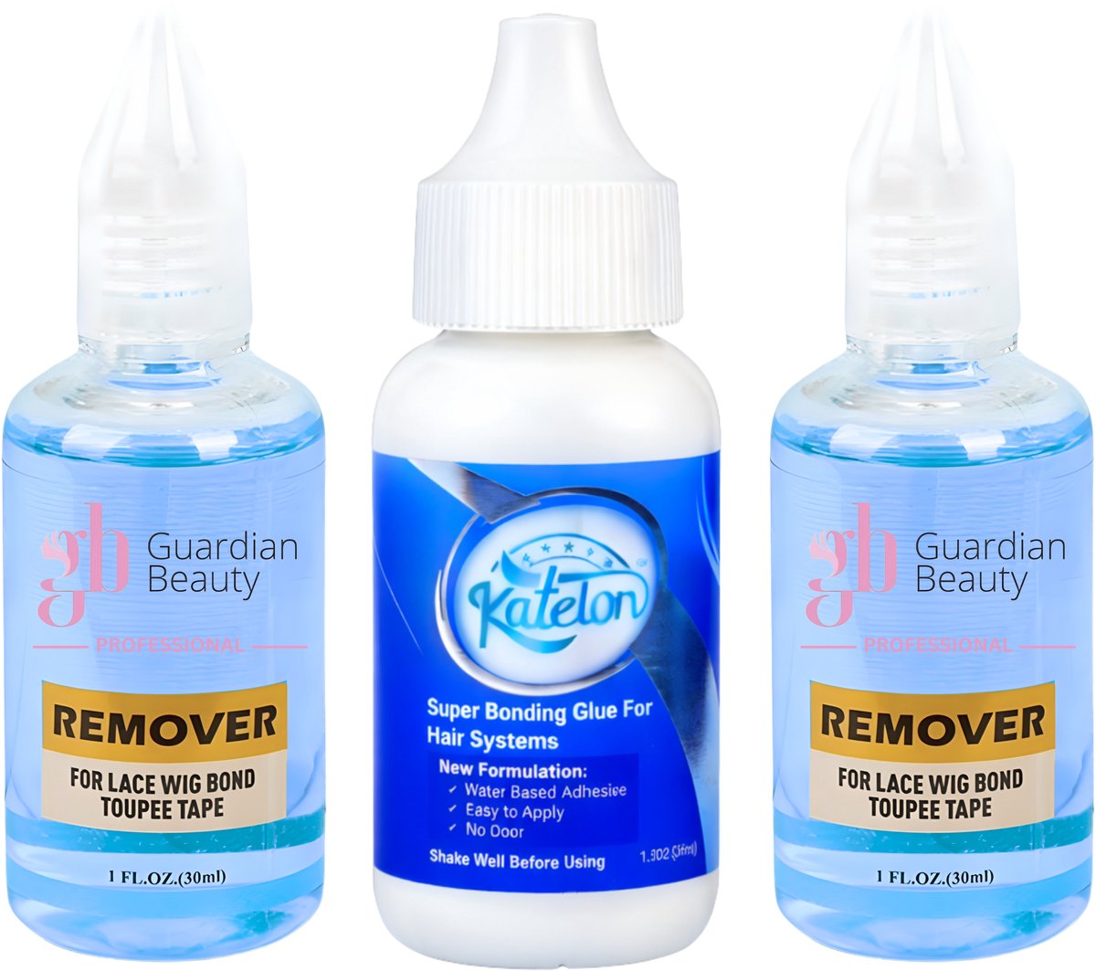 Pruik Lijm Remover - Guardian Beauty Remover Set - Super Bonding Glue for Hair Systems - 38ml + GB Remover - Blauw - Katelon - For Lace Wig Bond and Toupee Tape - 2 stuks - 30ml - Haarextensions - Pruik -