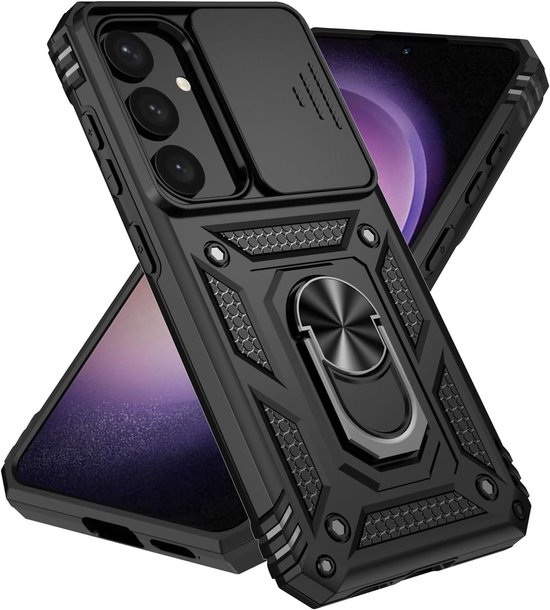 Étui Casemania Adapté pour Samsung Galaxy A57 - Zwart - Coque Hybride Anti-Choc Armor - Housse avec Anneau Kickstand et Protection Caméra