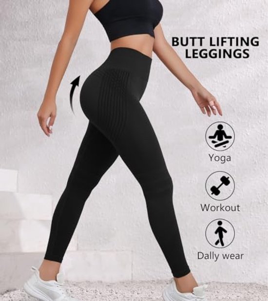 Dames Sportlegging Hoge Taille - Compressie & Ondersteunend - Naadloze Yogabroek — afbeelding 2