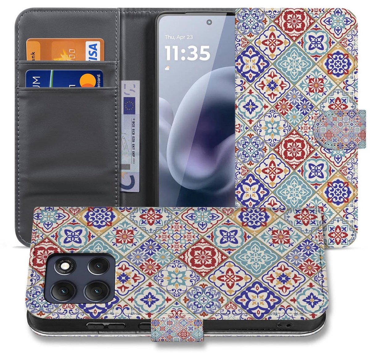 Bookcase Motorola Moto G86 Tegelpatroon