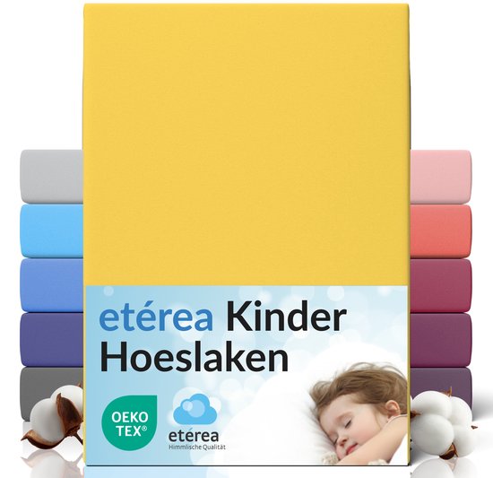 etérea Hoeslaken Jersey 60x120 - 70x140 cm Oekotex Made in Green - 100% coton - Jaune
