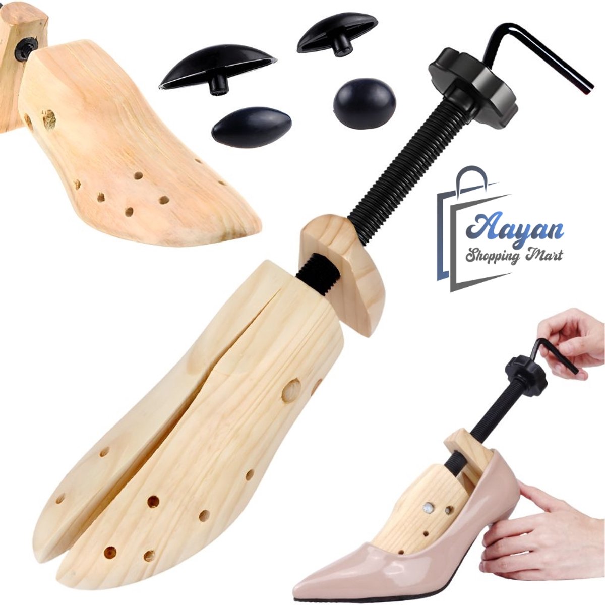 Houten Schoenspanner 39-41 – Verstelbare Schoenoprekker voor Breder Maken van Schoenen – Met Drukpunten – schoenoprekker – Voor Leren & Stoffen Schoenen –houten schoenspanner – schoenen breder maken–verstelbare schoenspanner – 79851