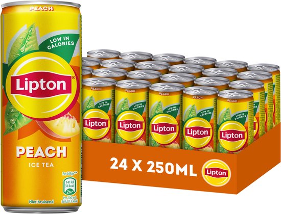 Lipton Ice Tea blik - Peach - laag in calorieën - 6 x 4 x 250 ml - Voordeelverpakking