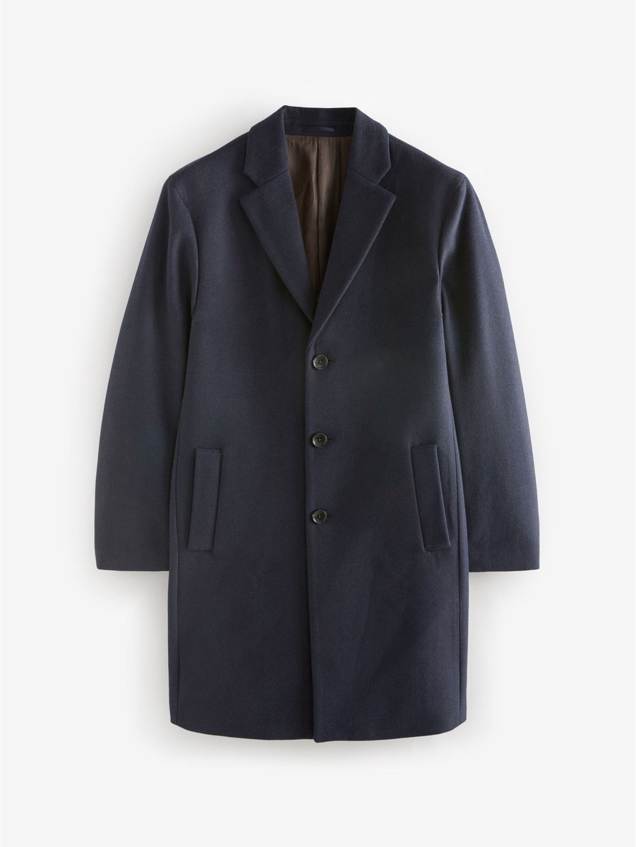 Next - Heren - Epsom-overjas met wol - Blauw