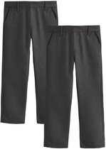 Next - Jongens - Reguliere schoolbroeken met elastische taille en rechte pijpen, 2 stuks - Grijs