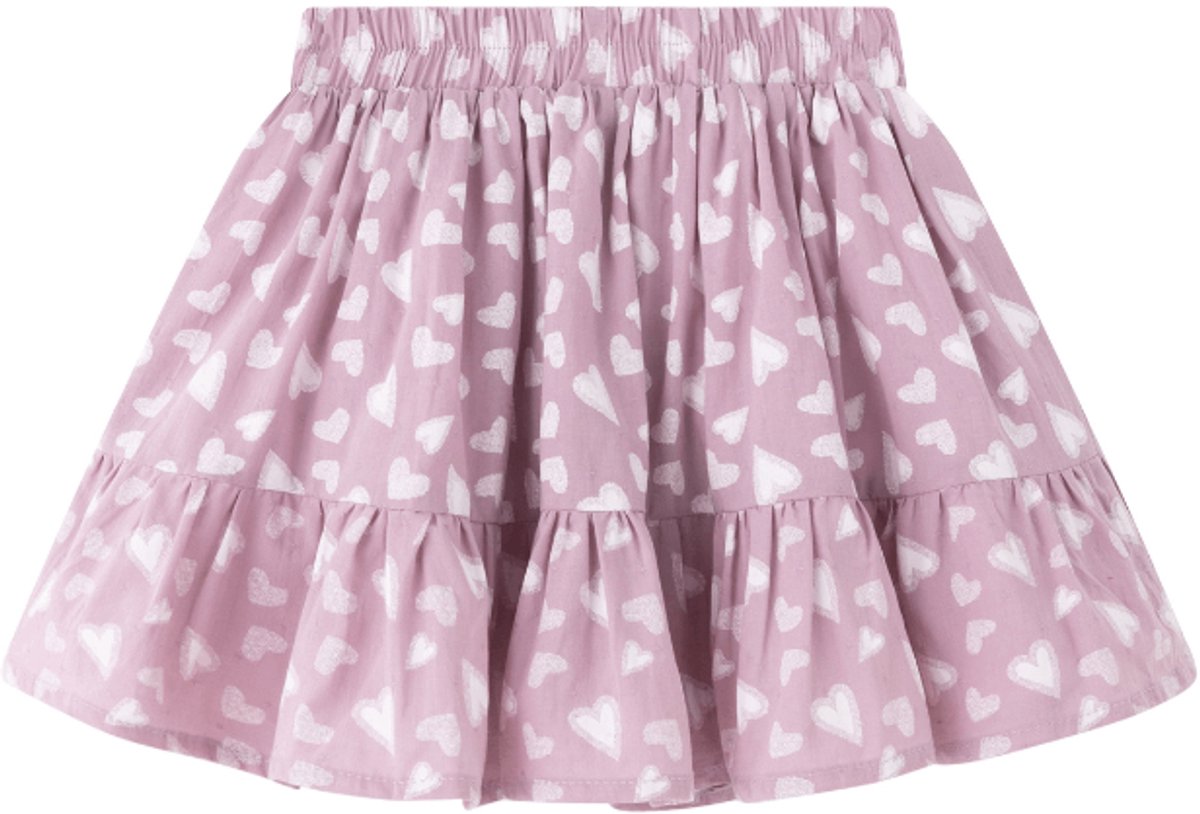 Newness Meisjes Roze rok met witte hartjes