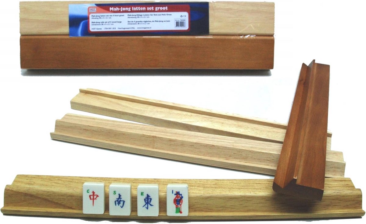 Spelsteun Latten - Tegelhouders Set - Spel Organisatie - Met Achtersteuning - Vier Stuks - Natuurlijk Hout