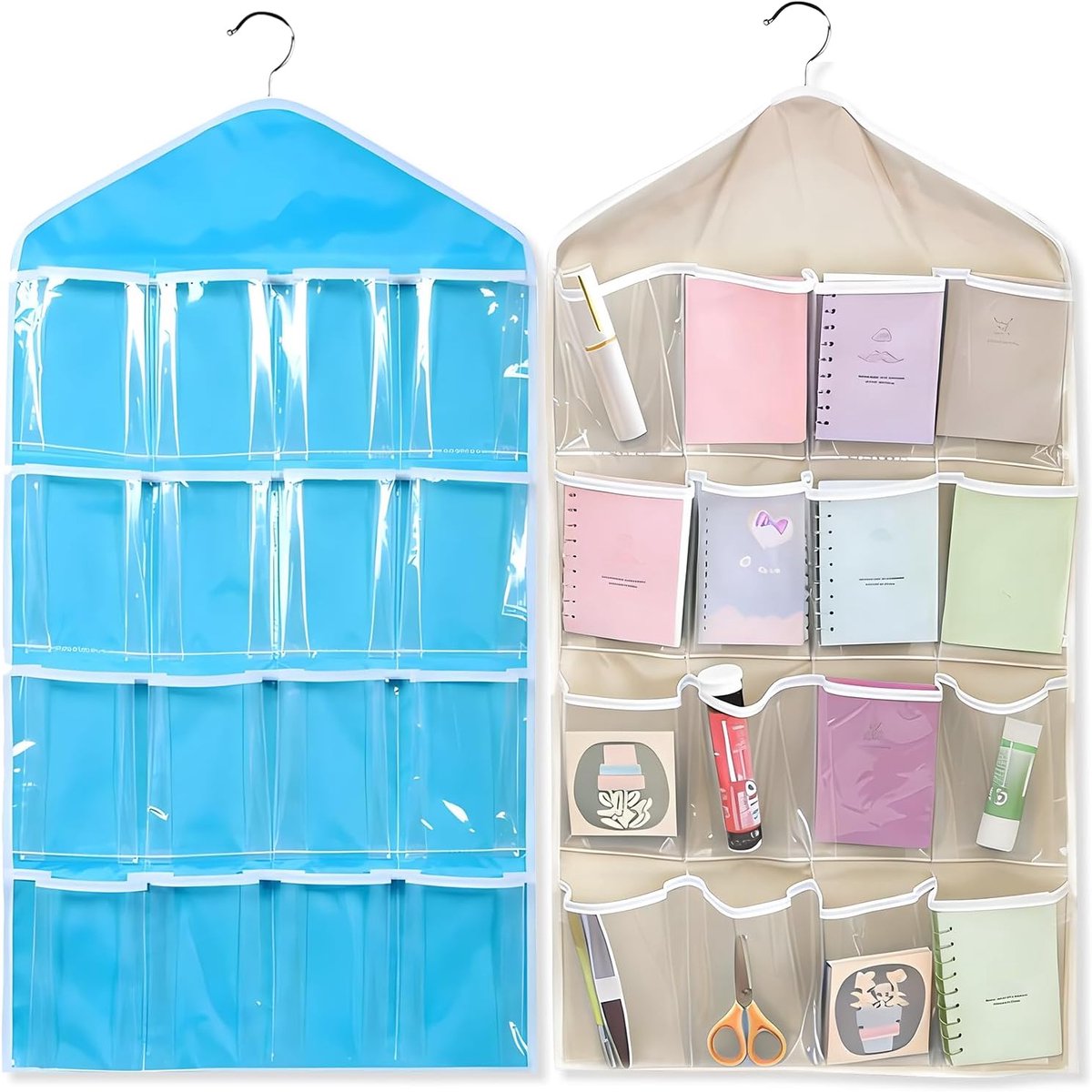 Hangende Opberger - Kast Organizer - Kleding Opbergen - 16 Vakken - 75x41cm - Grijs/Blauw