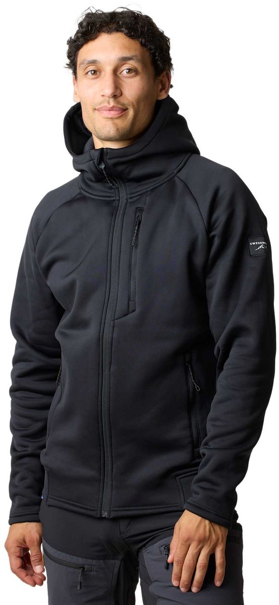 Swedemount Lofoten Tech Stretch Hood – Fleece met rits voor heren Zwart