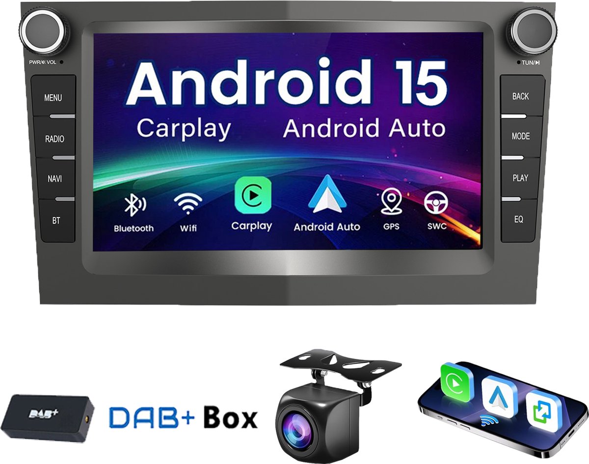 ESSGOO DAB+ Autoradio Geschikt voor Opel - Android 15 - Apple Carplay & Android Auto (Draadloos) - 4+64GB - 7 Inch HD Touchscreen - GPS, Bluetooth, WIFI - Navigatiesysteem - Achteruitrijcamera - Grijs