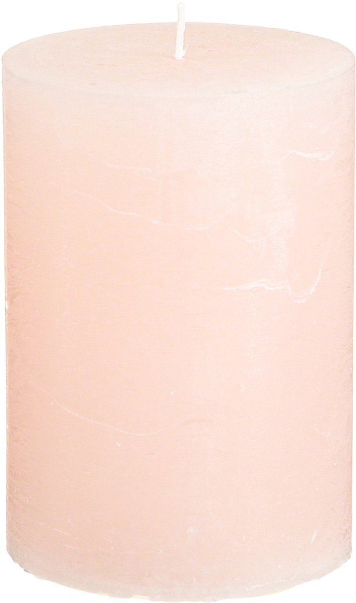 Viana Roze pilaarkaarsen, lichtroze, effen, 70x100mm, set van 4, paaskaars