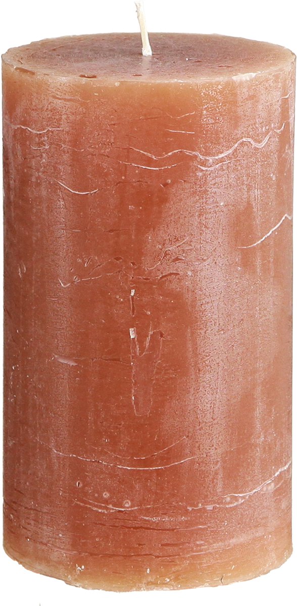 Viana Effen karamelkleurige pilaarkaarsen 70×120mm, set van 4, decoratieve k bruin