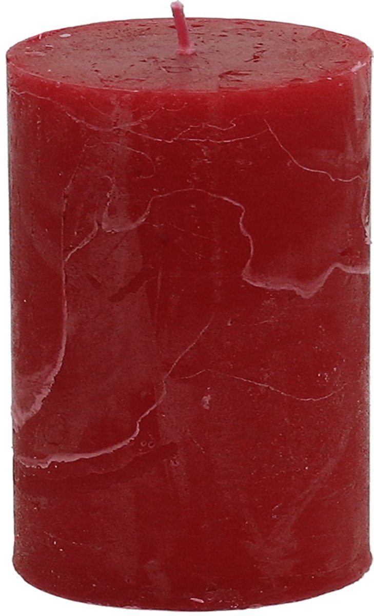 Viana Effen pilaarkaarsen, donkerrood, 70x100mm (set van 4) – Lang brandende