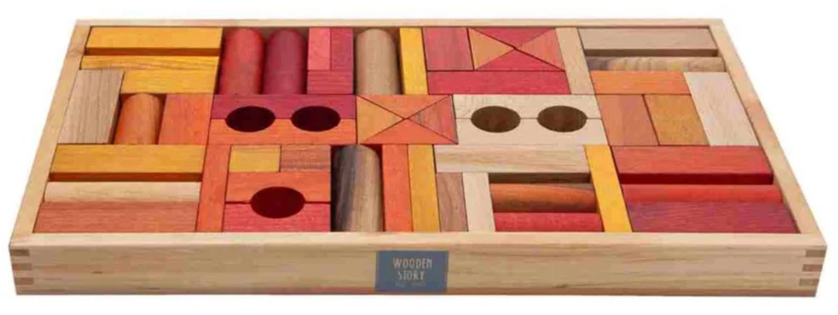 Warme blokken 54 stuks hout montessori Wooden Story