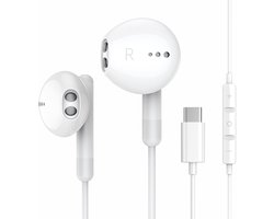 TENZHVXI - Wired Earbuds - Usb-C Headphones - 14,2 Mm Driver / 1,2 M Kabel - 1 Paar - Voor Iphone 17/16/15 - Wit