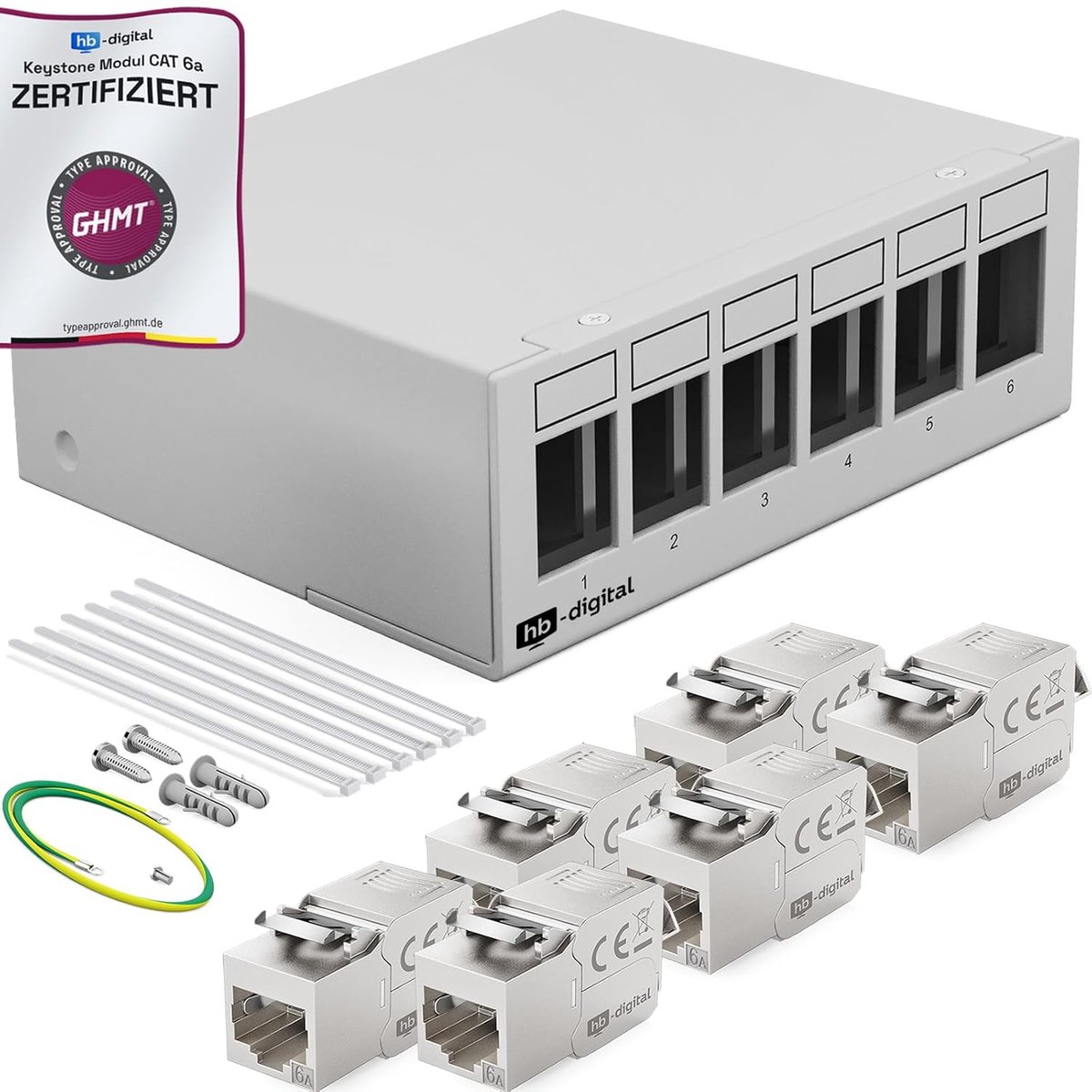 Afgeschermd 6-Poorts Keystone Patchpaneel voor CAT6a Netwerkkabels