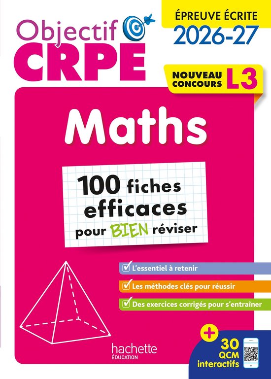 Objectif CRPE 2026 - Maths - 100 fiches pour bien réviser - ... - cover