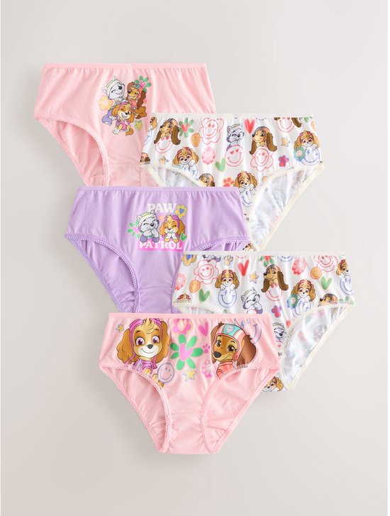 Set van 5 onderbroeken met Paw Patrol-prints en gekleurde vlakken.