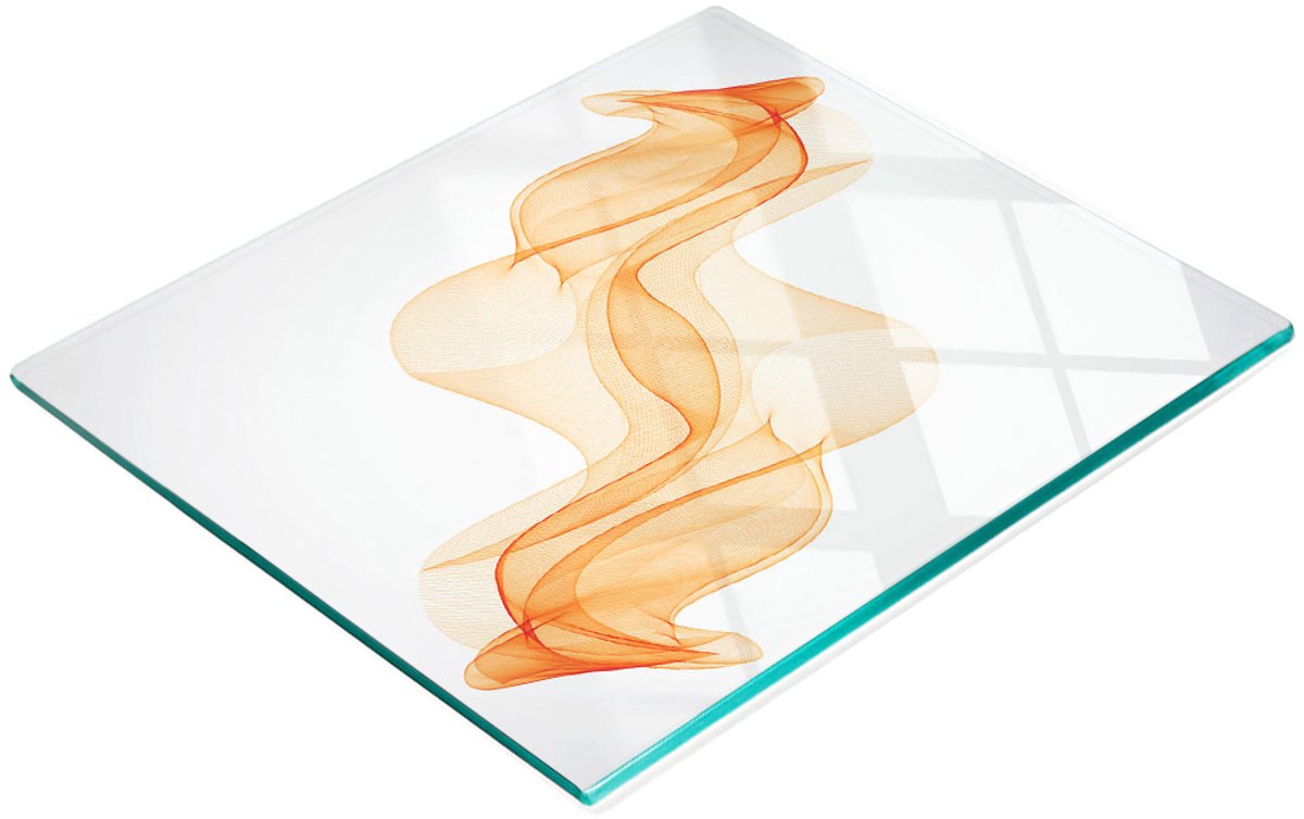 Decoratieve glazen keukensnijplank met abstract rookmotief, 60x52 cm