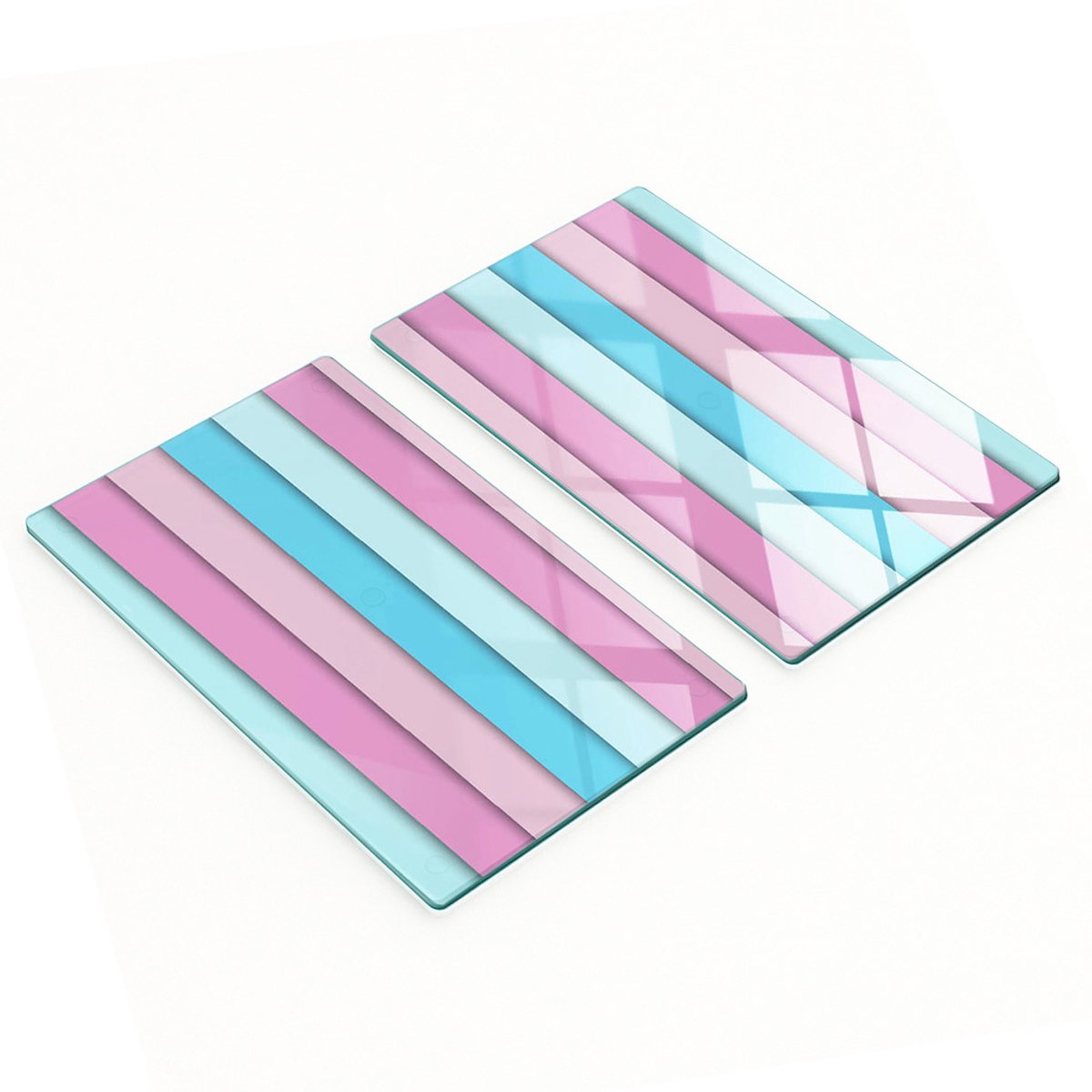 Decoratieve glazen snij- en serveerplanken, gekleurde strepen, 2x30x52 cm