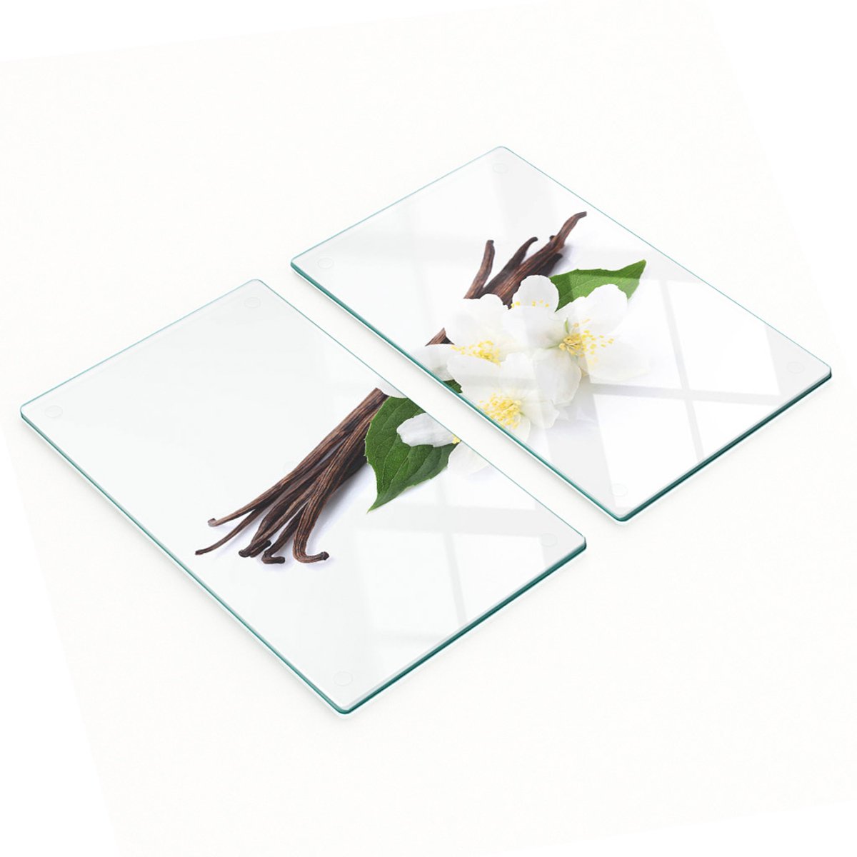 Decoratieve glazen snijplanken voor in de keuken, jasmijn en vanille, 2x30x52 cm