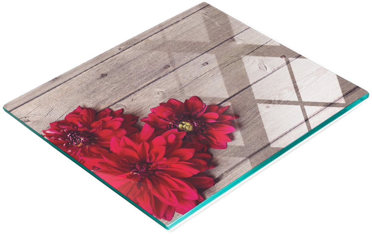 Keuken serveerplank van gehard glas met Dalia Graphics, 60x52 cm