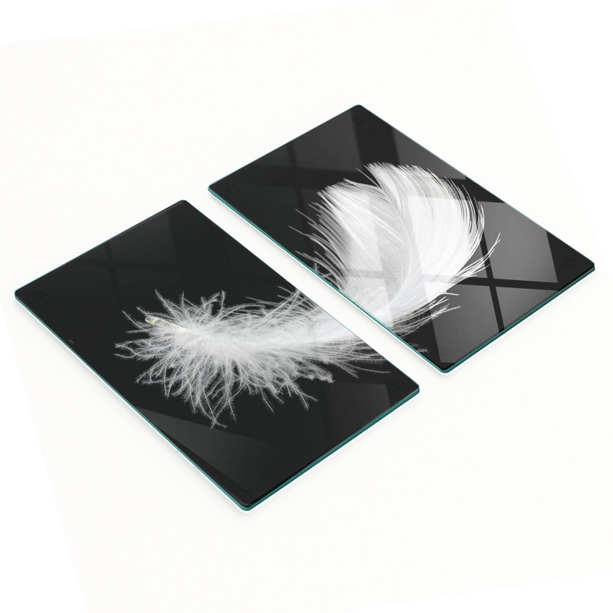 Multifunctionele decoratieve glazen borden met verenprint 2x30x52 cm