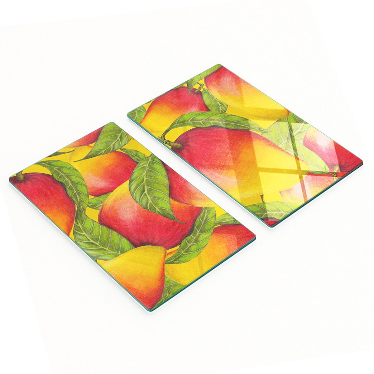 Set van gehard glazen snijplanken met mangomotief, 2x30x52 cm