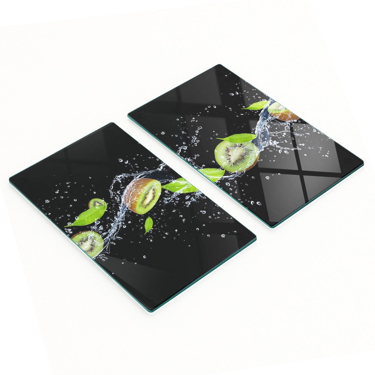 Decoratieve glazen serveerplanken voor kiwi- en watersnacks 2x30x52 cm