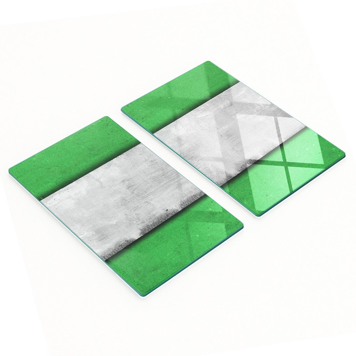 Glazen serveerplanken voor in de keuken met groene muurdecoratie 2x30x52 cm