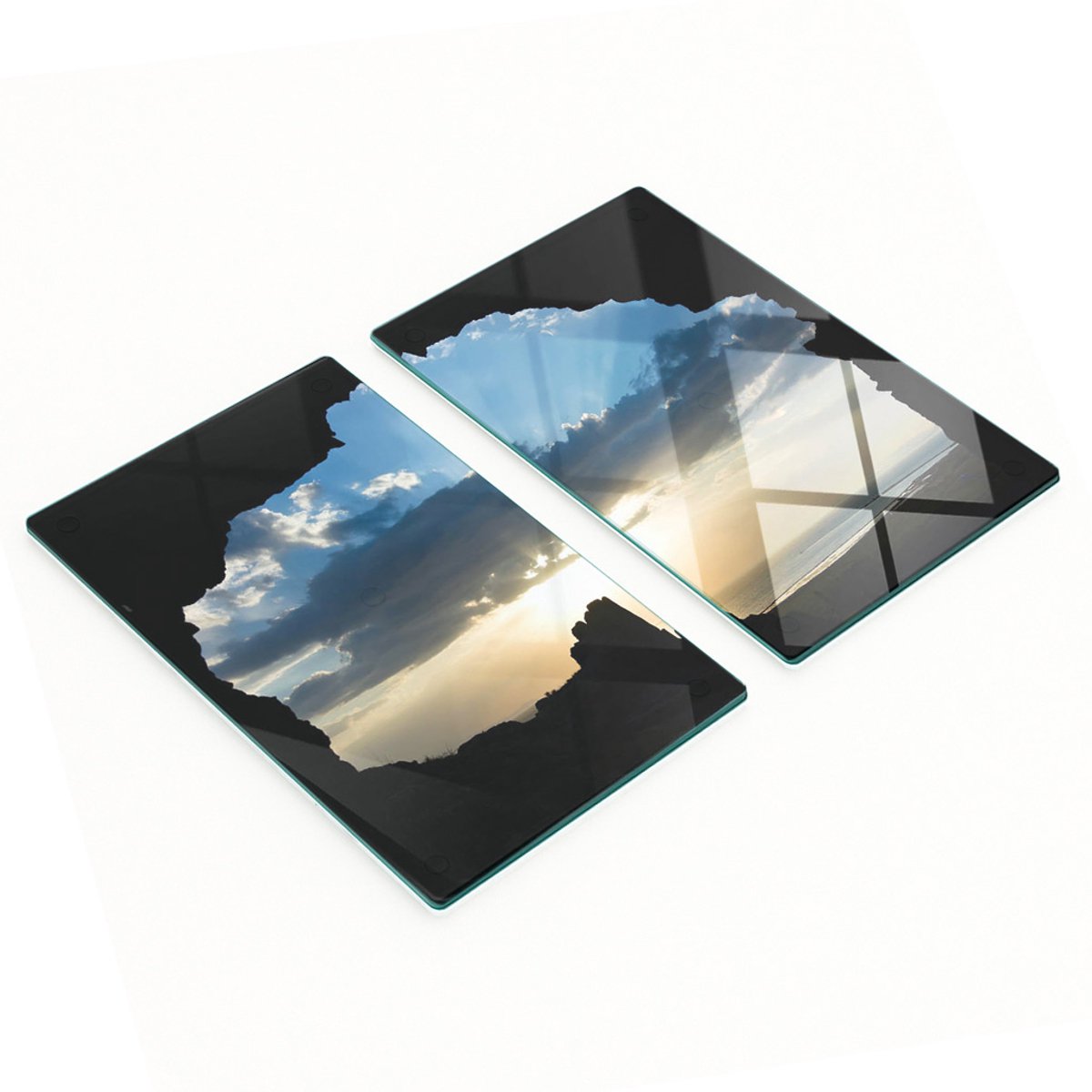 Decoratieve glazen snij- en serveerplanken Sunset 2x30x52 cm