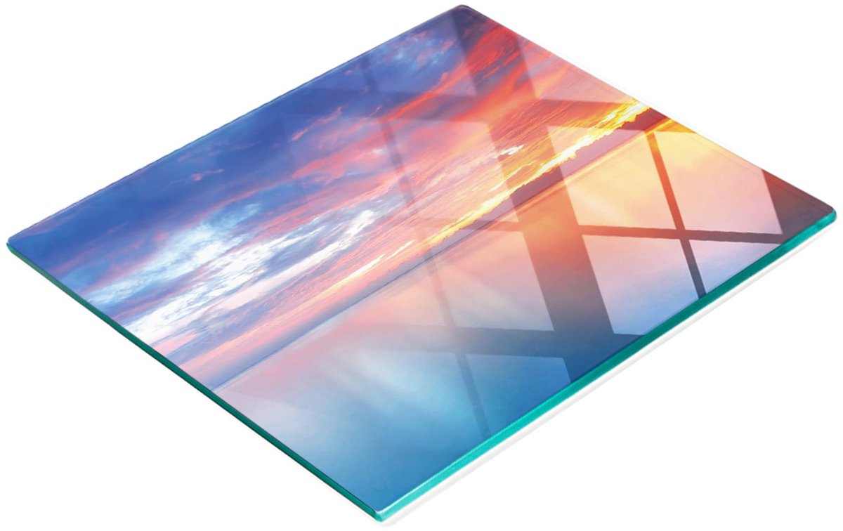 Decoratieve glazen serveerplank voor snacks, zonsondergangmotief, 60x52 cm