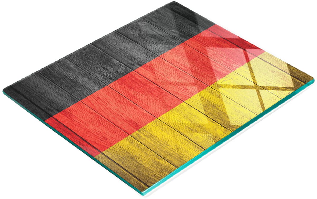 Multifunctionele decoratieve glazen keukenplank met Duitse vlag, 60x52 cm