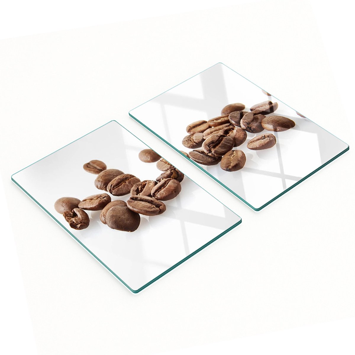 Set van twee decoratieve glazen snijplanken in de vorm van koffiebonen, 2x40x52 cm