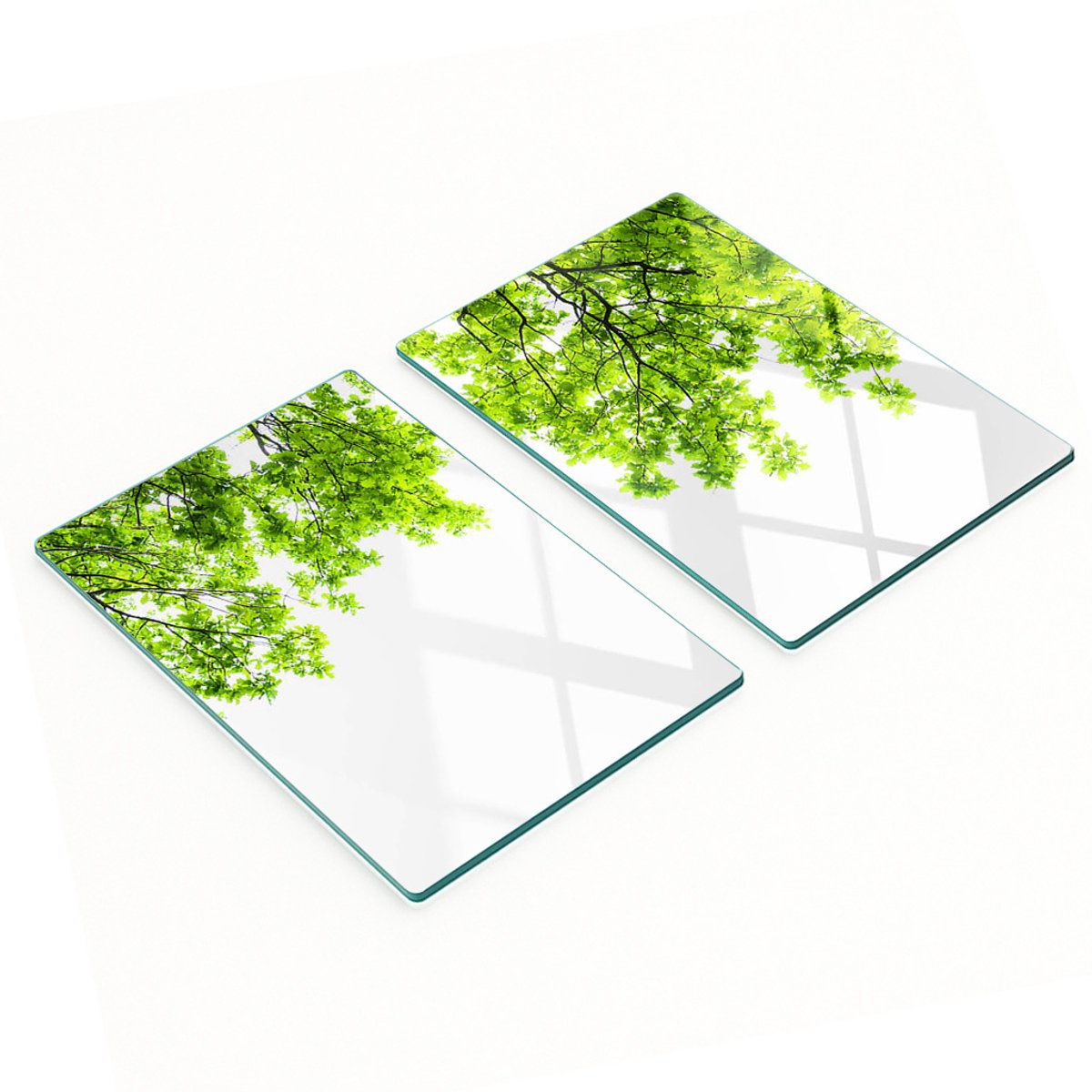 Keukenplanken van gehard glas met afbeeldingen, 2 stuks, eikenbladeren, 2x40x52 cm