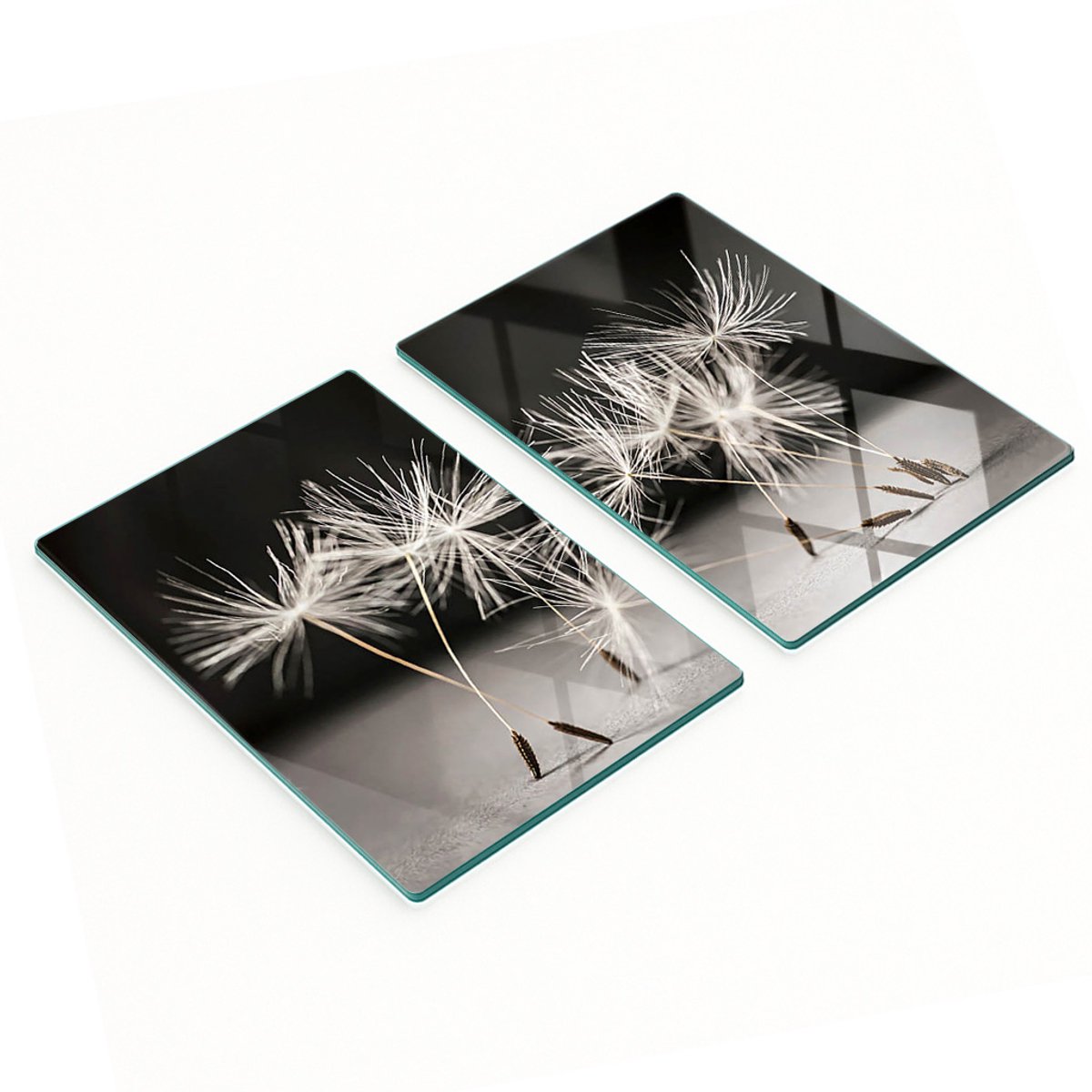 Keukenplanken van gehard glas met afbeelding, 2 stuks, paardenbloem, 2x40x52 cm