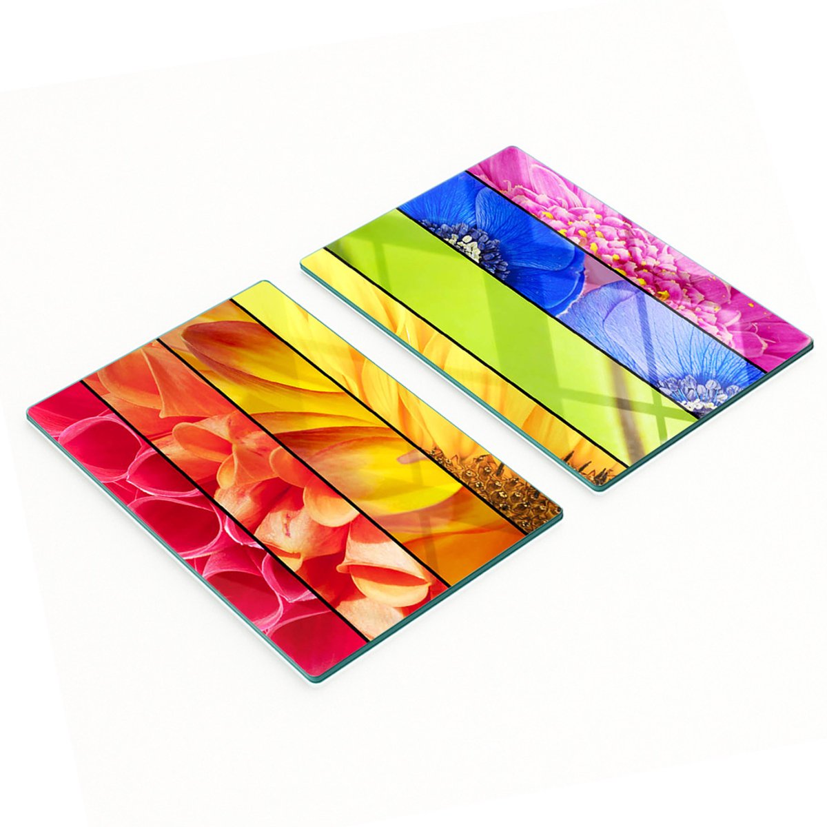 Keukenplanken van gehard glas met kleurrijke bloemenafbeeldingen, 2x40x52 cm