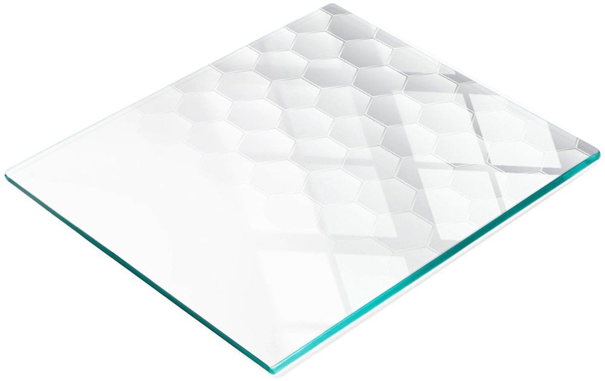 Decoratieve glazen snijplank met zeshoekige afbeeldingen, 60x52 cm