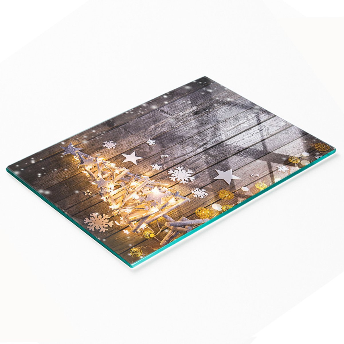 Decoratieve snijplank van gehard glas in kerstboomvorm, 80x52 cm