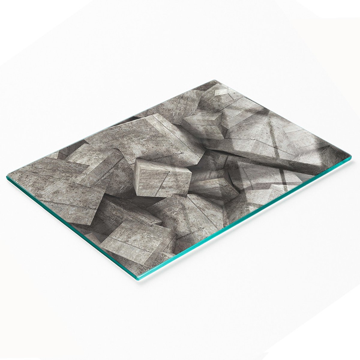 Multifunctionele decoratieve glazen keukenplank van beton, kubusvormig, 80x52 cm