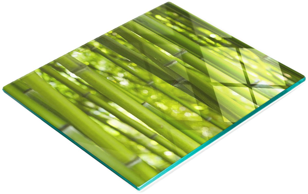 Decoratieve snij- en serveerplank van glas en bamboe, 60x52 cm