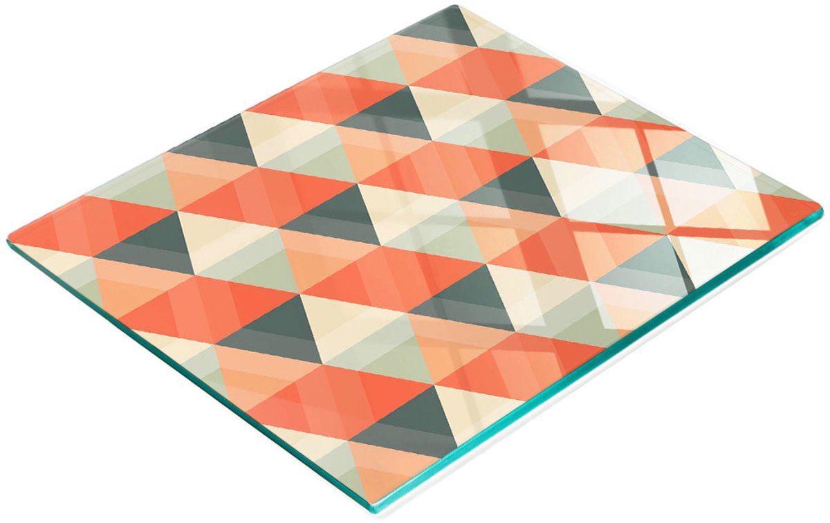 Multifunctioneel decoratief glazen bord met geometrische vormen, 60x52 cm