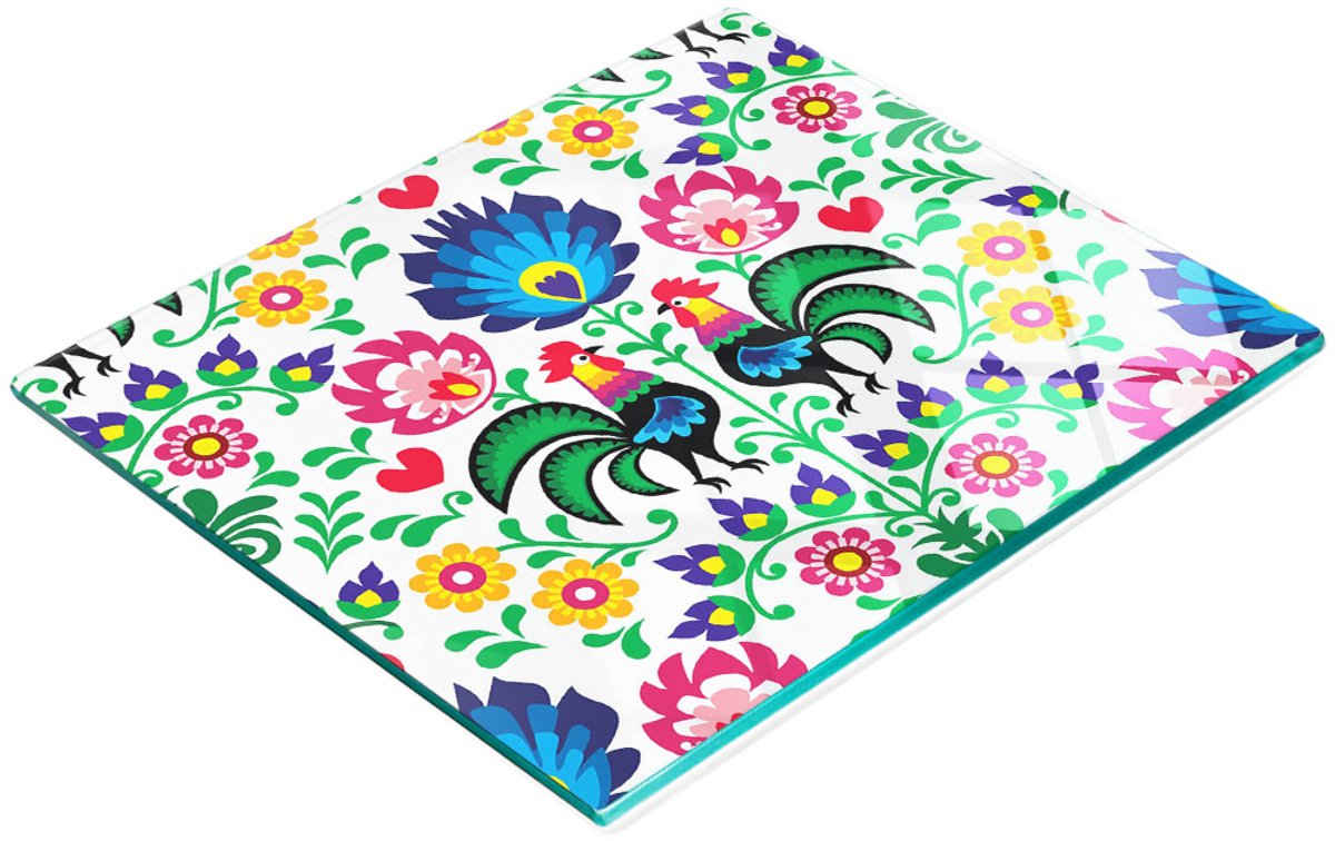 Multifunctionele decoratieve keukenplank met gehard etnisch patroon 60x52 cm