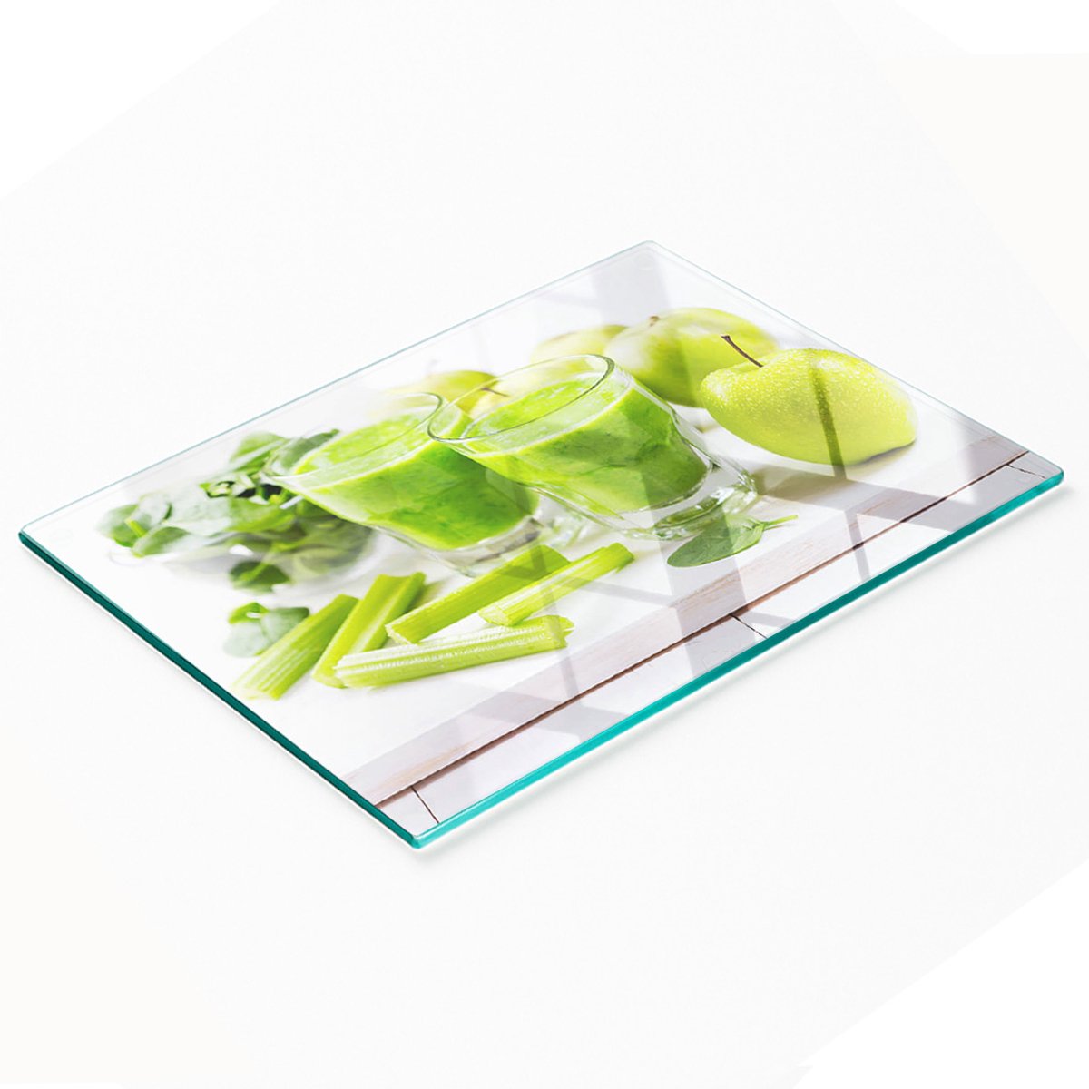 Glazen snijplank met groene cocktailafbeelding, 80x52 cm